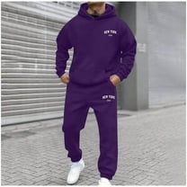 YueHuiYing Men's Casual Pullover Hooded Sports Print Long Sleeve Trousers Two-Piece Elastic Waist Tracksuit
