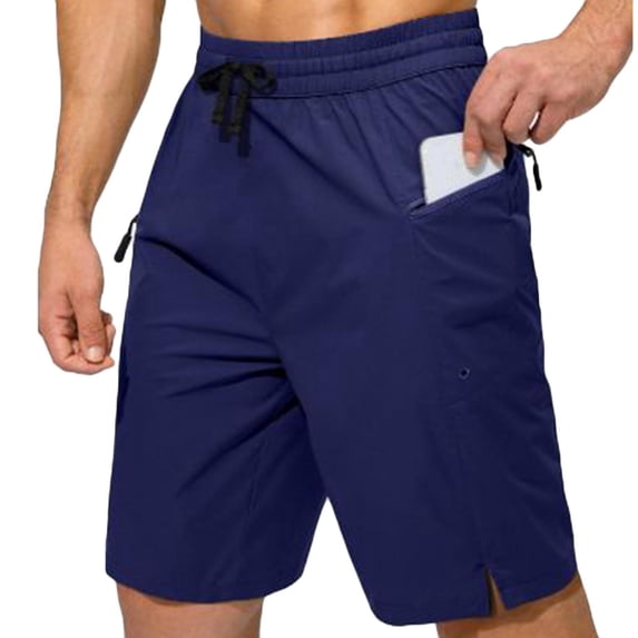 YueHuiYing Men's Casual Shorts with Elastic Waistband and Drawstring Lightweight Outdoor Summer Beach Shorts with Pockets Hiking Shorts Navy S