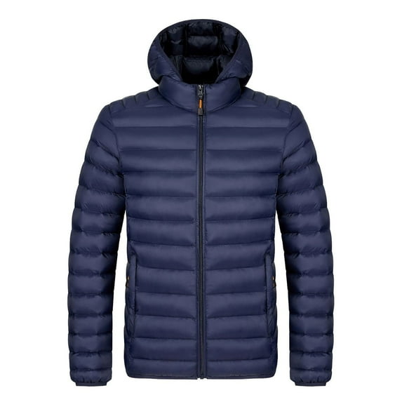 YueHuiYing Men's Casual Solid Color Warm Hooded Fashionable Sports Zipper Top Long Sleeved Cottonjacket