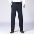 thumbnail image 1 of YueHuiYing Men's Casual Solid Drawstring Pants With Pockets Lined Warm Trousers Straight Leg For Seniors Full Length Pants, 1 of 6