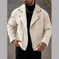 thumbnail image 1 of YueHuiYing Men's Casual Solid Zip Turn Down Collar Jacket Outerwear Daily Wear Long Sleeve Hoodless Coat, 1 of 4