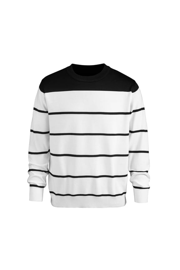 Men's Color Block Sweater Crew Neck Long Sleeve Knit Pullover Tops Casual Knitwear Warm Luxury Gift for Him