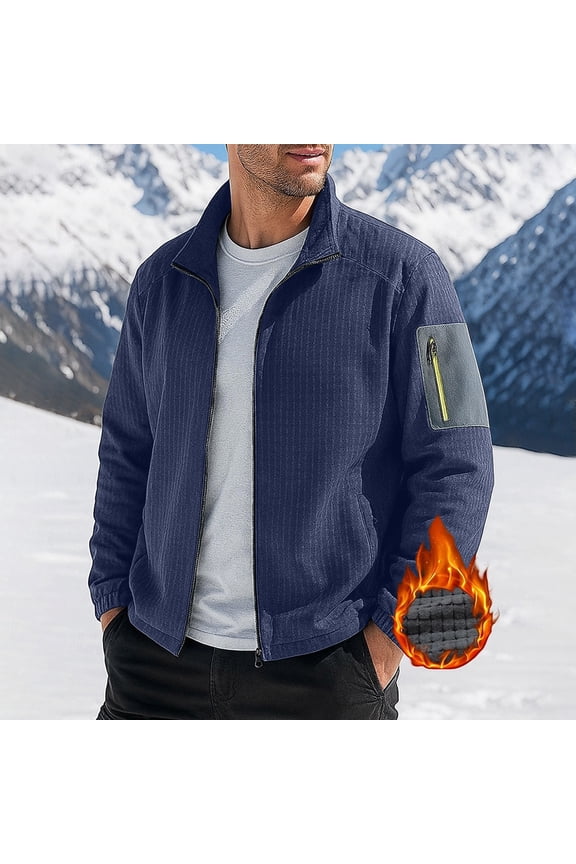 Men's Fashion Solid Colo Jackets Winter Full Zipper Outwear Casual Windproof Bomber Varsity Coat