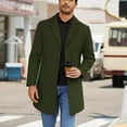thumbnail image 1 of YueHuiYing Men's Fashion Solid Color Lapel Long Sleeved Side Pocket Mid Length Cardigan Jacket, 1 of 7
