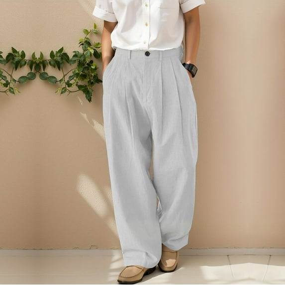 YueHuiYing Men's Golf Pants - Stretch Work & Casual Trousers Comfortable Lightweight Quick-Dry Casual Slacks Pocketed Long Pants with Belt Loops
