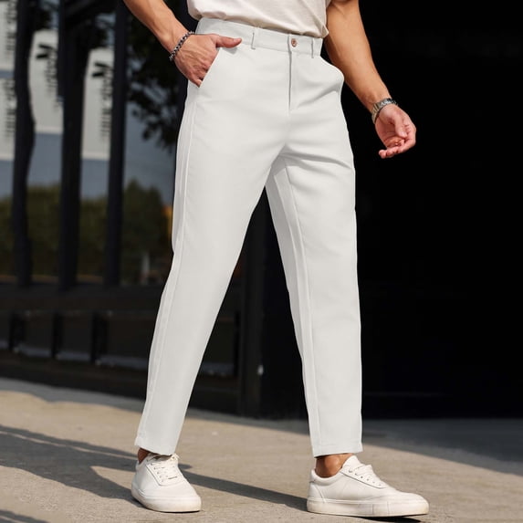 YueHuiYing Men's Golf Pants Stretch Work Dress Comfy Pants Lightweight Casual Slacks Trousers with Pockets