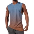 thumbnail image 1 of YueHuiYing Men's Gradient Stripe Printed Hooded Fitness Tank Top – Breathable Quick-Dry Round Neck Workout Shirt Stylish Athletic Wear for Training Summer Wear, 1 of 5