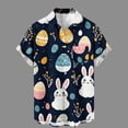 thumbnail image 1 of YueHuiYing Men's Lapel Easter Print Short-Sleeve Button-Down Cardigan with Pockets Lightweight Soft Casual Vacation Holiday Wear, 1 of 5