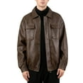 thumbnail image 1 of YueHuiYing Men's Lapel Leather Jacket Solid Color With Zipper Pockets Stylish Long Sleeve Biker Coat Casual Outwear Jackets, 1 of 7