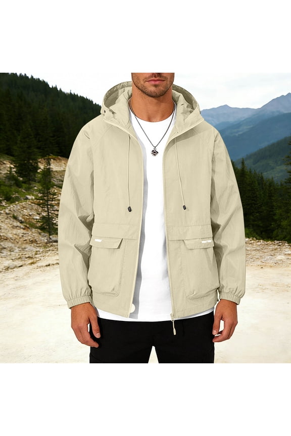 Men's Lightweight Ice Silk Sun Protection Hooded Jacket Full Zip Long Sleeve for Outdoor and Casual Wear