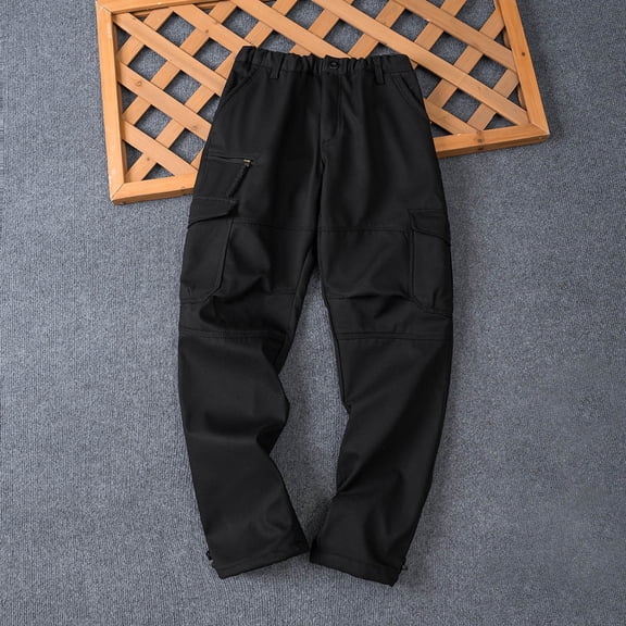 YueHuiYing Men's Lined Hiking Pants Outdoor Windproof Warm Cargo Pants Casual Work Ski Pants