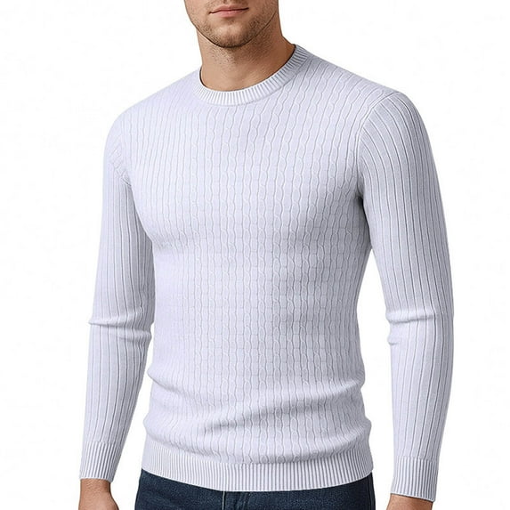YueHuiYing Men's Lined Sweatshirts Heavyweight Warm Long Sleeve Crewneck Sweater Winter Pullover