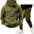 thumbnail image 1 of YueHuiYing Men's Long Set Solid Color With Casual Sweatshirt Work Pants Sports Set Long Sleeved Hooded Set, 1 of 4