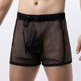 thumbnail image 1 of YueHuiYing Men's Mesh Boxer Briefs Low Rise Stretch Breathable Hollowed Out Solid Color Vent Underpants Open Fly Pouch, 1 of 8