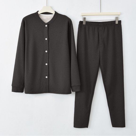 YueHuiYing Men's Pajama Set Knit Lounge Set Long Sleeve Top and Pants Sleepwear 2 Piece Button Down Loungewear