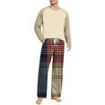 thumbnail image 1 of YueHuiYing Men's Pajamas Set 2 Piece Long Sleeve T-Shirt Loungewear Long Plaid Pants with Pocket, 1 of 7