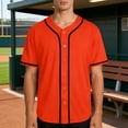 thumbnail image 1 of YueHuiYing Men's Plain Button-Down Baseball Jersey Blank Softball Team Uniform Hip Hop Hipster Short-Sleeve Active Shirts, 1 of 6