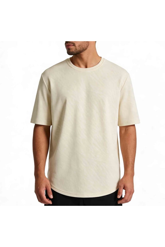 Men's Printed Sports Fitness Casual Cooling Breathable Quick-Dry Ice-Cool Short-Sleeve T-Shirt Crew Neck Top