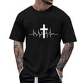 thumbnail image 1 of YueHuiYing Men’s Short Sleeve Shirts Crew Neck T-Shirt for Men with Letter Print and Vertical Text Design Tops, 1 of 5