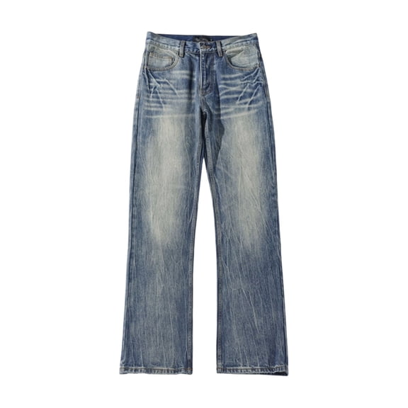 YueHuiYing Men's Solid Color Button Zipper Pocket Elastic Waist Relaxed Fit Denim Pants Easy Wear Perfect for Outdoor