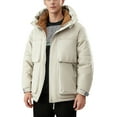 thumbnail image 1 of YueHuiYing Men's Solid Color Coat Hooded Jacket Zipper Long Sleeve Pockets Thickened Warm Outerwear, 1 of 9