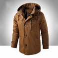 thumbnail image 1 of YueHuiYing Men's Solid Color Detachable Hooded Cloth Coat - Long Sleeve with Multiple Pockets, Ideal for Work, Outdoor & Casual Wear, 1 of 9