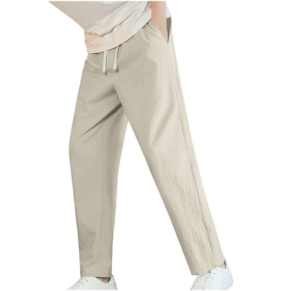 YueHuiYing Men's Solid Color Pocket Fashionable Casual Youth Versatile Sports Jeans Sweatpants with Pockets