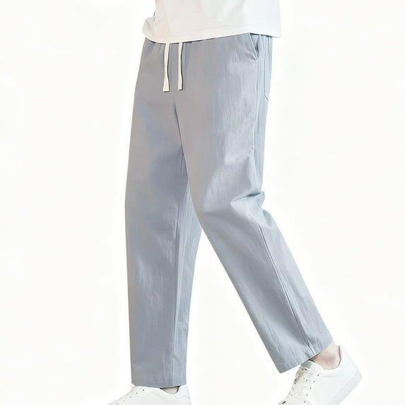 YueHuiYing Men's Solid Color Pocket Fashionable Casual Youth Versatile Sports Jeans Sweatpants with Pockets