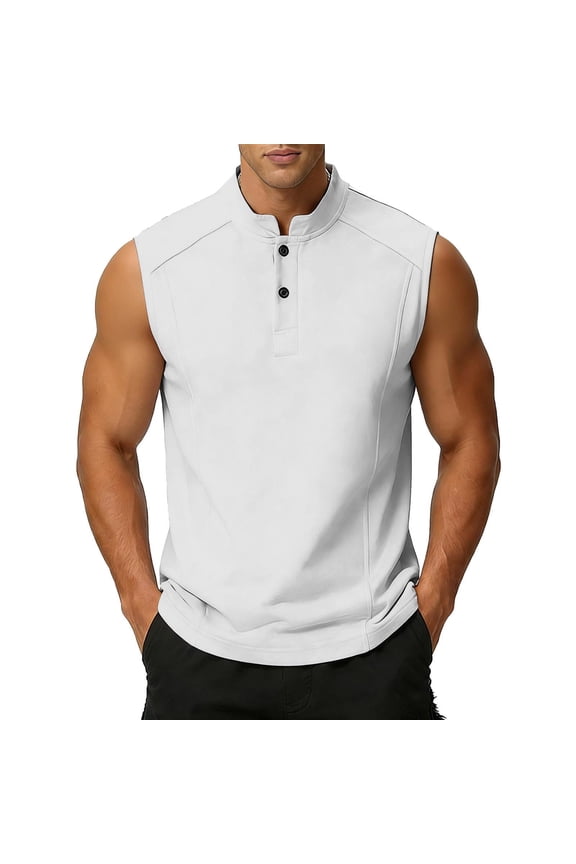 Men's Solid Color Round Neck Pullover Fitness Tank Top – Breathable Quick-Dry Sports Vest Top