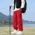 thumbnail image 1 of YueHuiYing Men's Solid-Color Stretch Waist Drawstring Cuffed Casual Sports Water-Resistant Hiking Windbreaker Pants, 1 of 9