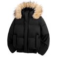thumbnail image 1 of YueHuiYing Men's Solid Color Stylish Hooded Detachable Collar Thickened And Warm Padded Coat Long-sleeved Jacket., 1 of 8