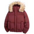 thumbnail image 1 of YueHuiYing Men's Solid Color Stylish Hooded Detachable Collar Thickened And Warm Padded Coat Long-sleeved Jacket., 1 of 5