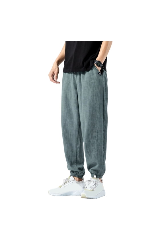 Men's Solid Color Tapered Pants with Drawstring Waistband & Side Pockets - Soft Casual Wear for Streetwear, Lounge, and Outdoor
