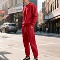 thumbnail image 1 of YueHuiYing Men's Sports Long Sleeves Casual Two Pieces Loose-fit Versatile Round Neck Sweatshirt Fashion Running Suit, 1 of 7