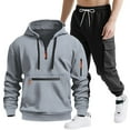 thumbnail image 1 of YueHuiYing Men's Sweatsuits 2 Piece Set Hoodies and Cargo Sweatpants Set Casual Athletic Tracksuits Winter Drawstring Jogging Suit, 1 of 9