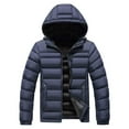 thumbnail image 1 of YueHuiYing Men's Thickened Solid Color Detachable Cap Zipper Cardigan Hooded Zipper Pocket Winter Warm Jacket Coat Long Sleeve Parkas, 1 of 5