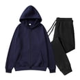 thumbnail image 1 of YueHuiYing Men's Velvet Solid-Color Casual Loose Pocket Drawstring Long Pants Sweatshirt Pullover Long Sleeve Hooded Set, 1 of 5