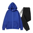 thumbnail image 1 of YueHuiYing Men's Velvet Solid-Color Casual Loose Pocket Drawstring Long Pants Sweatshirt Pullover Long Sleeve Hooded Set, 1 of 5