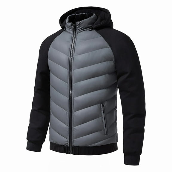 YueHuiYing Men's Warm Hooded Double - Pocket Jacket Business Casual Style, for Cold Weather Wear