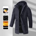 thumbnail image 1 of YueHuiYing Men's Warm Windproof Jacket - Long Thick Style with Detachable Cap, Fits Casual & Outdoor Occasions, 1 of 7