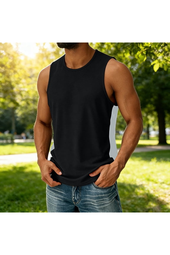Men's Workout Tank Tops UPF 50+ Swim Shirts Quick Dry Running Sleeveless UV Protection Muscle Tees