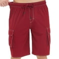 thumbnail image 1 of YueHuiYing Men's Workwear-Style Pocket Solid-Color Elastic Waist Drawstring Quick-Dry Swim Trunks Beach Shorts Red XL, 1 of 8