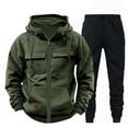 thumbnail image 1 of YueHuiYing Mens 2 Piece Jacquard Sweatsuit Outfits Hoodie Casual Joggers Sweatpants Set Tracksuit, 1 of 4
