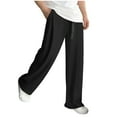 thumbnail image 1 of YueHuiYing Mens Fashion Casual Elastic Waist Drawstring Baggy Pants Loose Fit Wide Leg Straight Sweatpants, 1 of 7