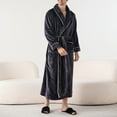thumbnail image 1 of YueHuiYing Mens Plush Robe Soft Shawl Collar Bathrobe Long Fluffy Spa Robes Winter Warm House Robe with Pockets, 1 of 8