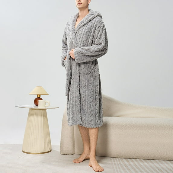 YueHuiYing Mens Robe Plush Big and Tall - Long Spa Bath Robe with Pockets - Bathrobe Gift for Men