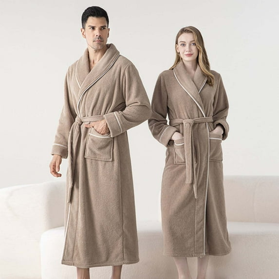 YueHuiYing Mens Robe Plush – Soft, Fuzzy & Fluffy Spa Robes for Men | Bathrobe with Belt & Pockets