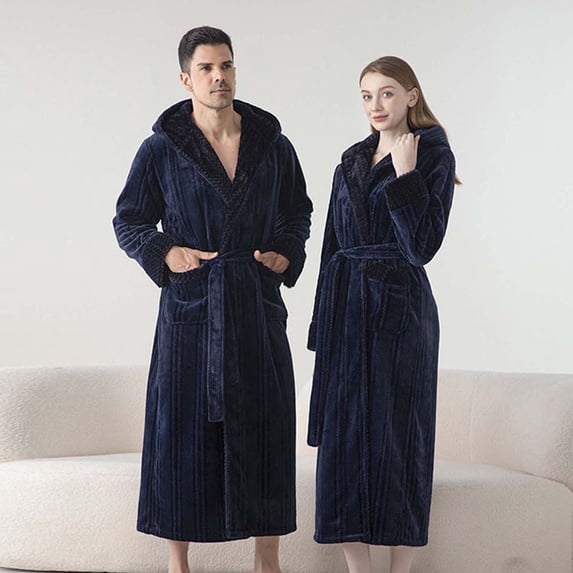 YueHuiYing Mens Robe with Hood, Ultra Cozy Bathrobe for Men Hooded Robe with Belt & 2 Pockets