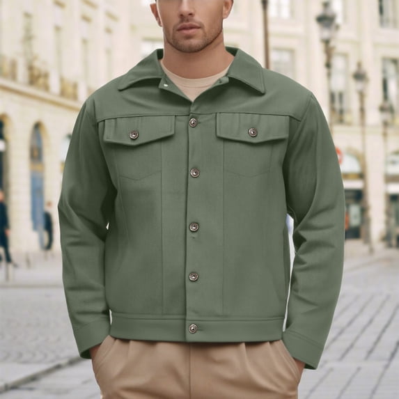 YueHuiYing Mens Safari Jacket Military Full Button Cargo Jacket Windproof Multi Pocket Outdoor Field Coat