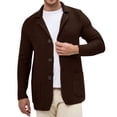 thumbnail image 1 of YueHuiYing Mens Shawl Collar Cardigan Sweaters Button Down Open Front Knitwear Cable Knitted Ribbed Jackets Outwear, 1 of 6